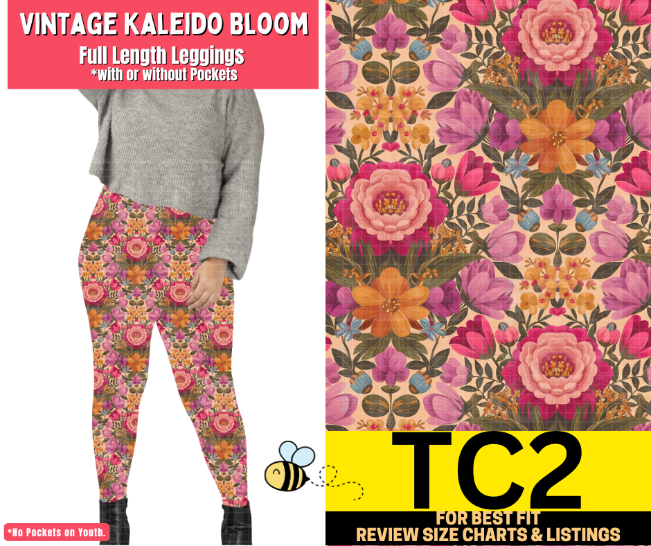Vintage Kaleido Bloom Full Length Leggings w/ Pockets