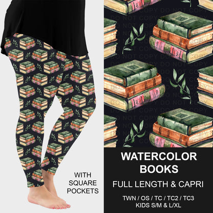 B309 - Preorder Watercolor Books Leggings w/ Pockets (Closes 8/23. ETA: late Oct.)