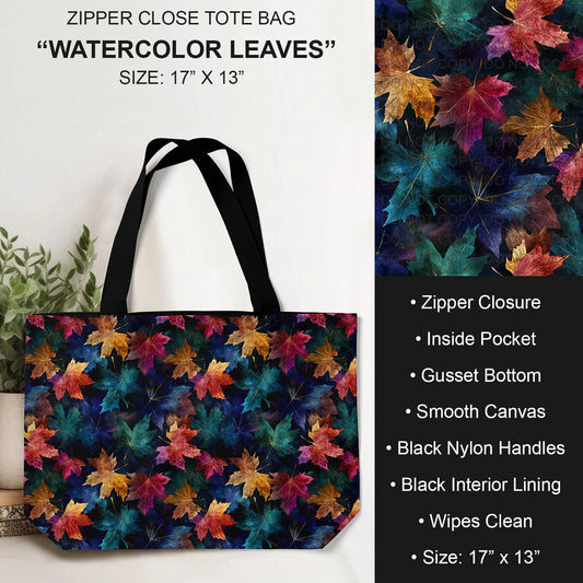 B232 - Preorder Watercolor Leaves Tote Bag (Closes 6/04. ETA: late July)