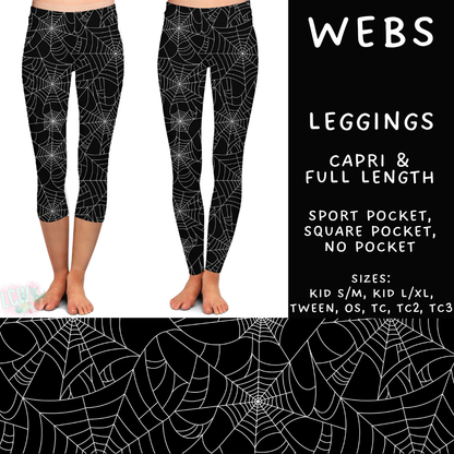 Batch #556 - Halloween 3 - Closes 7/15 - ETA mid Sept - Webs Full and Capri Length Leggings