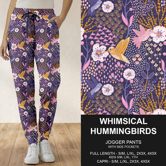 B283 - Preorder Whimsical Hummingbirds Joggers (Closes 4/05. ETA: mid June)