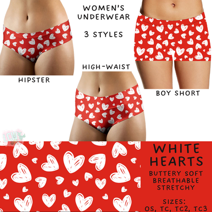Batch #612 - Valentine's Matching Underwear - Closes 11/11 - ETA mid Jan - White Hearts Women's Underwear