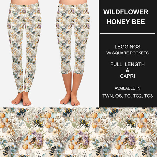 RTS - Wildflower Honey Bee Leggings w/ Pockets