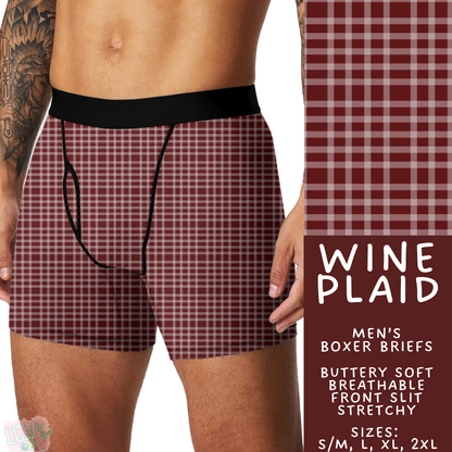 Batch #612 - Valentine's Matching Underwear - Closes 11/11 - ETA mid Jan - Wine Plaid Men's Boxer Briefs
