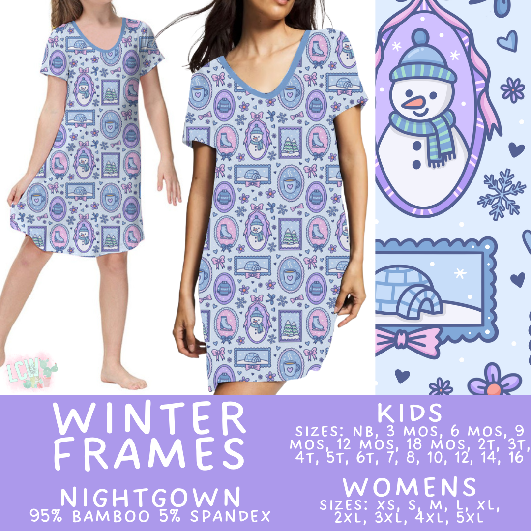 Ready to Ship - Winter Frames Adult & Kid's Bamboo Nightgown - 5T &  6