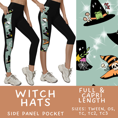 Batch #568 - Halloween Spooky Sets 3 - Closes 8/12 - ETA early October - Witch Hats Pattern Side Pocket Capris & Leggings