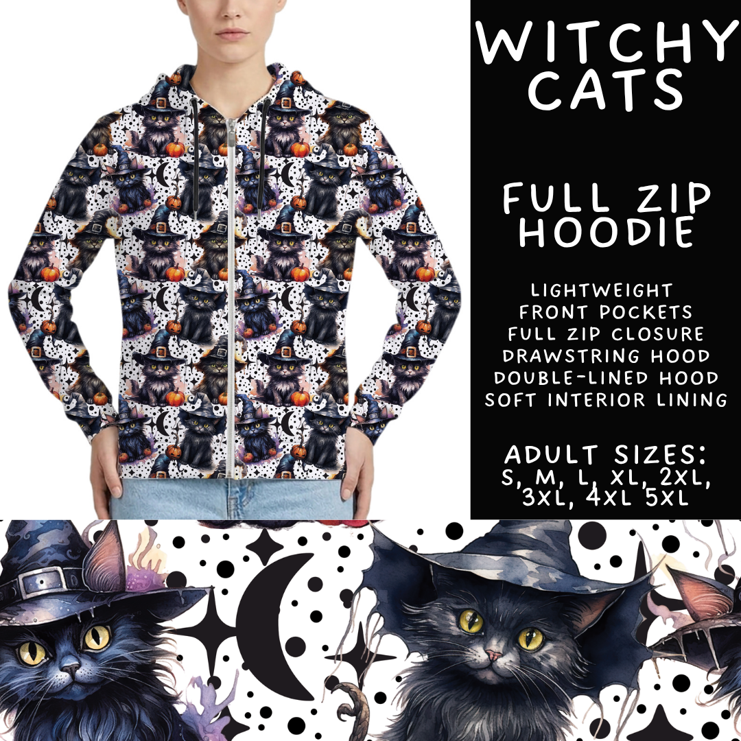 Batch #556 - Halloween 3 - Closes 7/15 - ETA mid Sept - Witchy Cats Full Zip Hoodie