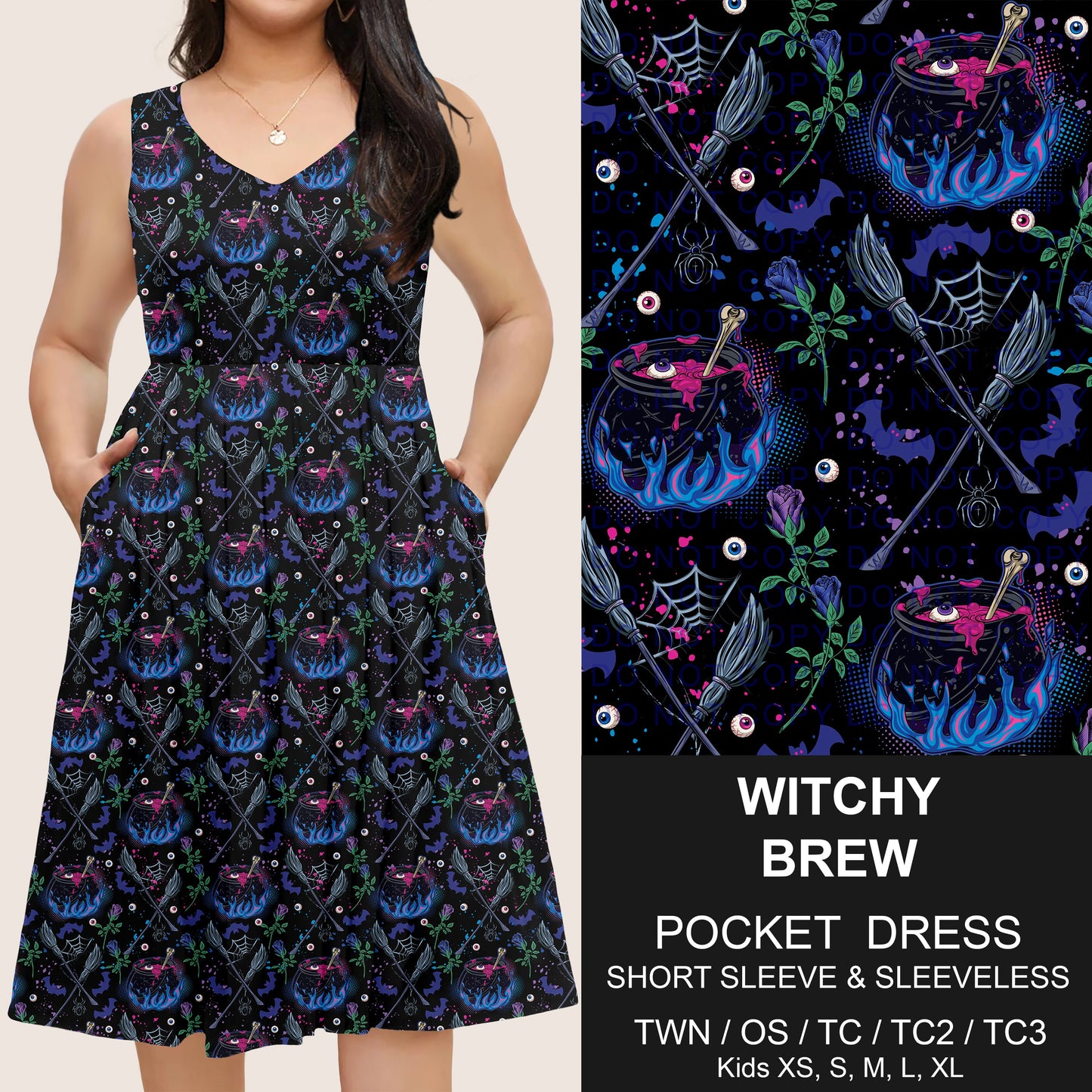 B302 - Preorder Witchy Brew Pocket Dress (Closes 7/24. ETA: early Oct)