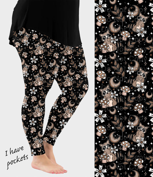 RTS - Woodland Raccoon Leggings w/ Pockets