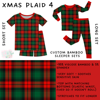 Batch #593 - Little Dreamers Christmas 3 - Closes 10/2 - ETA late Nov - Xmas Plaid 4 Bamboo Short and Long Sleeper Set