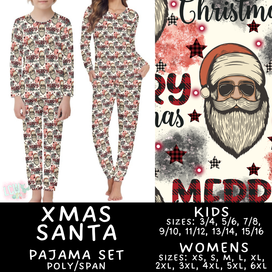Batch #584 - Christmas Family Pajamas - Closes 9/11 - ETA mid Nov - Xmas Santa Womens & Kids Pajama Set
