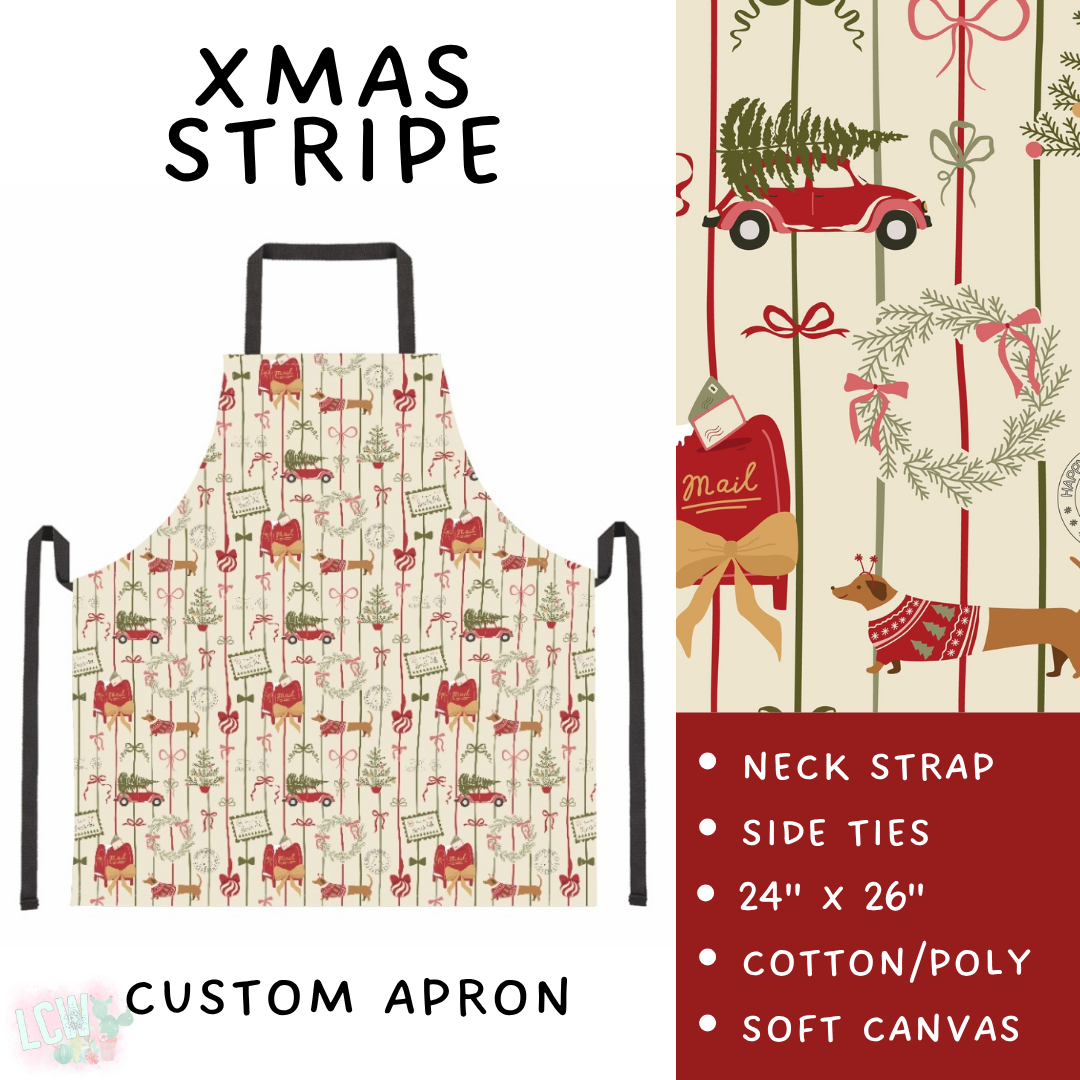 Batch #591 - Baking Spirits Bright 3 - Closes 9/28 - ETA mid/late Nov - Xmas Stripe Apron