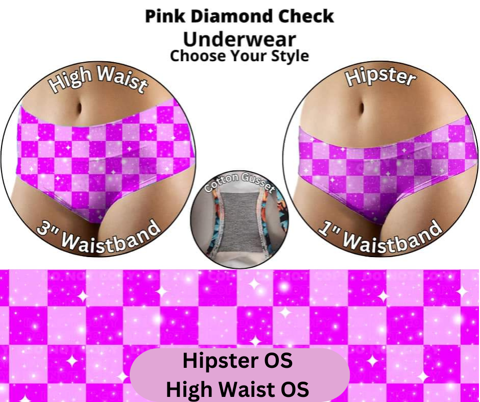 Pink Diamond Check Hipster & High Waist Underwear