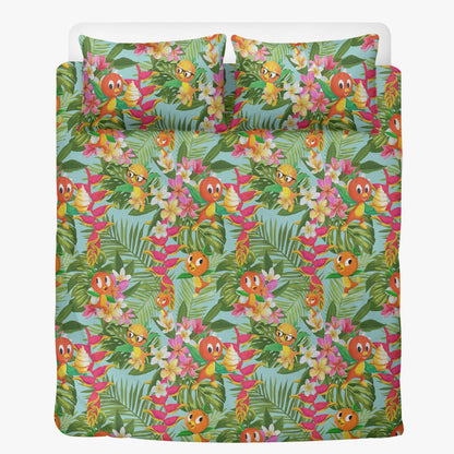 Tropical Orange Bird 3in1 Polyester Bedding Set