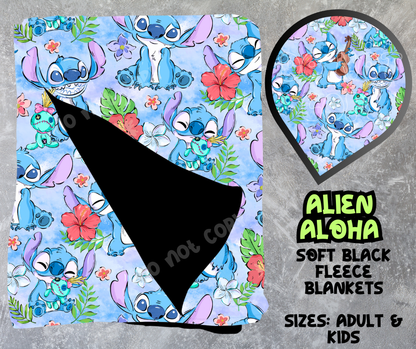 ALIEN ALOHA - SOFT BLACK FLEECE THROWS 8 - PREORDER CLOSING 2/21