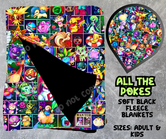 ALL THE POKES - SOFT BLACK FLEECE THROWS 8 - PREORDER CLOSING 2/21