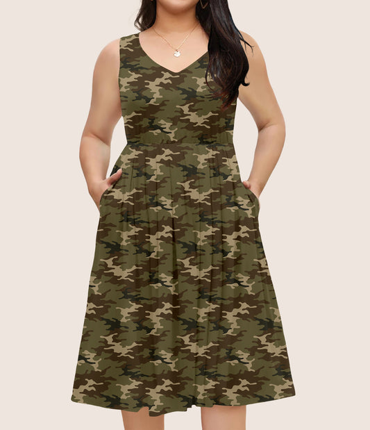 RTS - Army Camo Sleeveless Pocket Dress