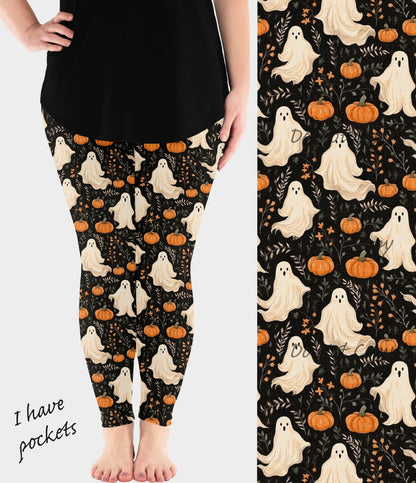 RTS - Botanical Ghosts Leggings w/ Pockets