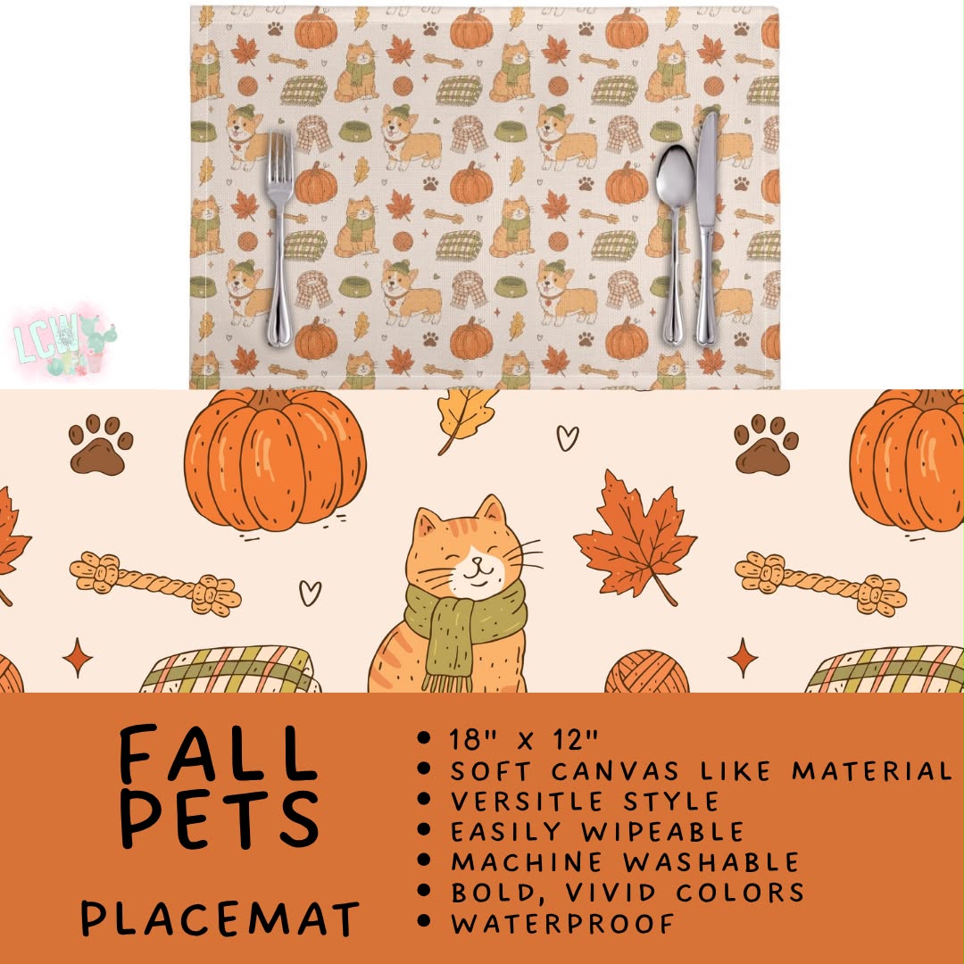 Batch #588 - Table Runners - Closes 9/21 - ETA early/mid Nov - Fall Pets Placemat
