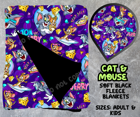 CAT & MOUSE - SOFT BLACK FLEECE THROWS 8 - PREORDER CLOSING 2/21