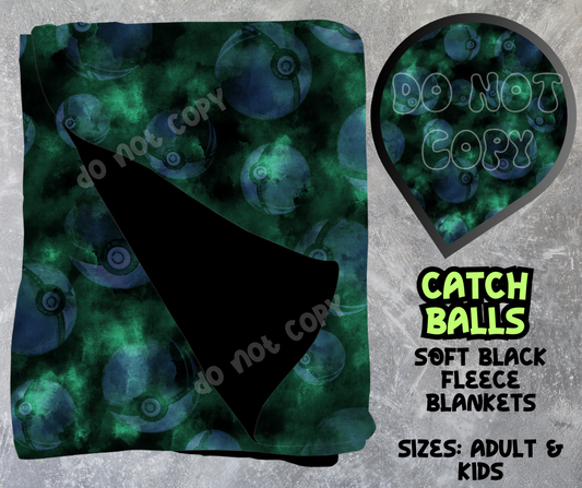 CATCH BALLS - SOFT BLACK FLEECE THROWS 8 - PREORDER CLOSING 2/21