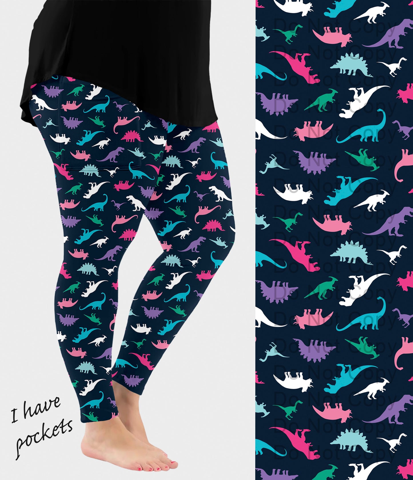 RTS - Color Pop Dinos Leggings with Pockets