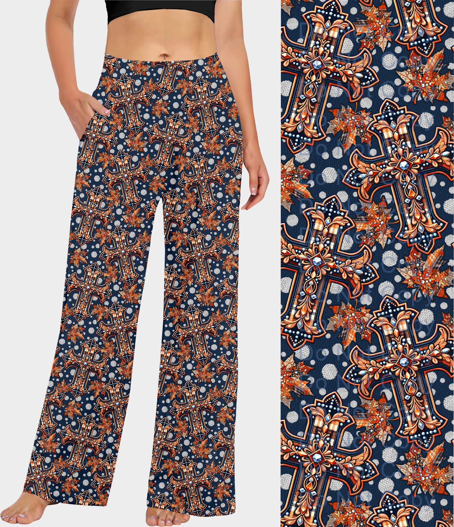 RTS - Cross and Leaves Lounge Pants