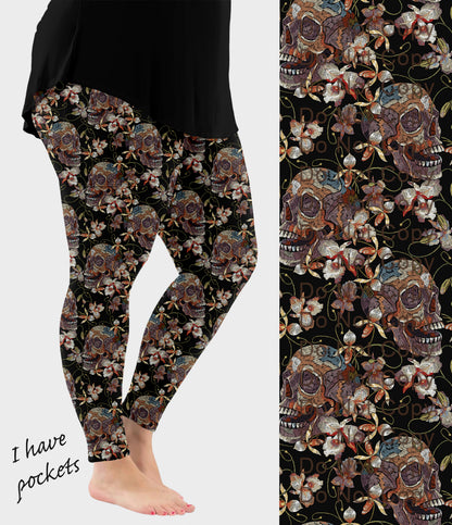 RTS - Deadly Blooms Leggings with Pockets