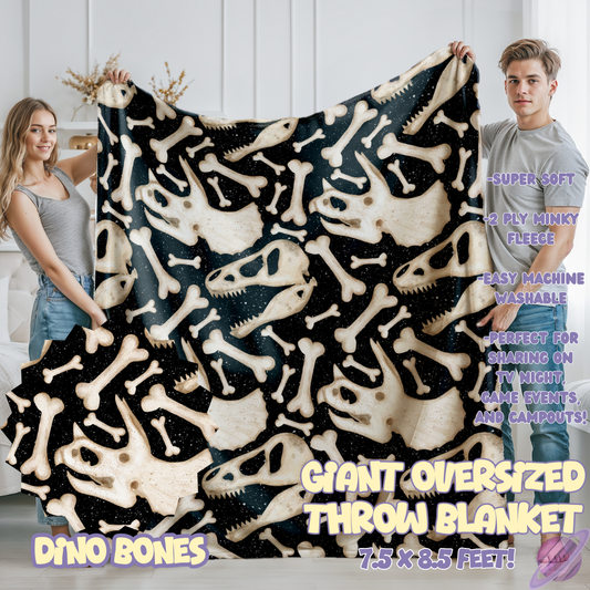 DINO BONES- GIANT SHAREABLE THROW BLANKETS ROUND 12-PREORDER CLOSING 3/2