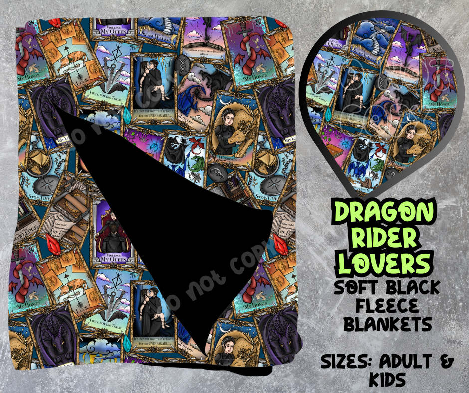 DRAGON RIDER LOVERS - SOFT BLACK FLEECE THROWS 8 - PREORDER CLOSING 2/21