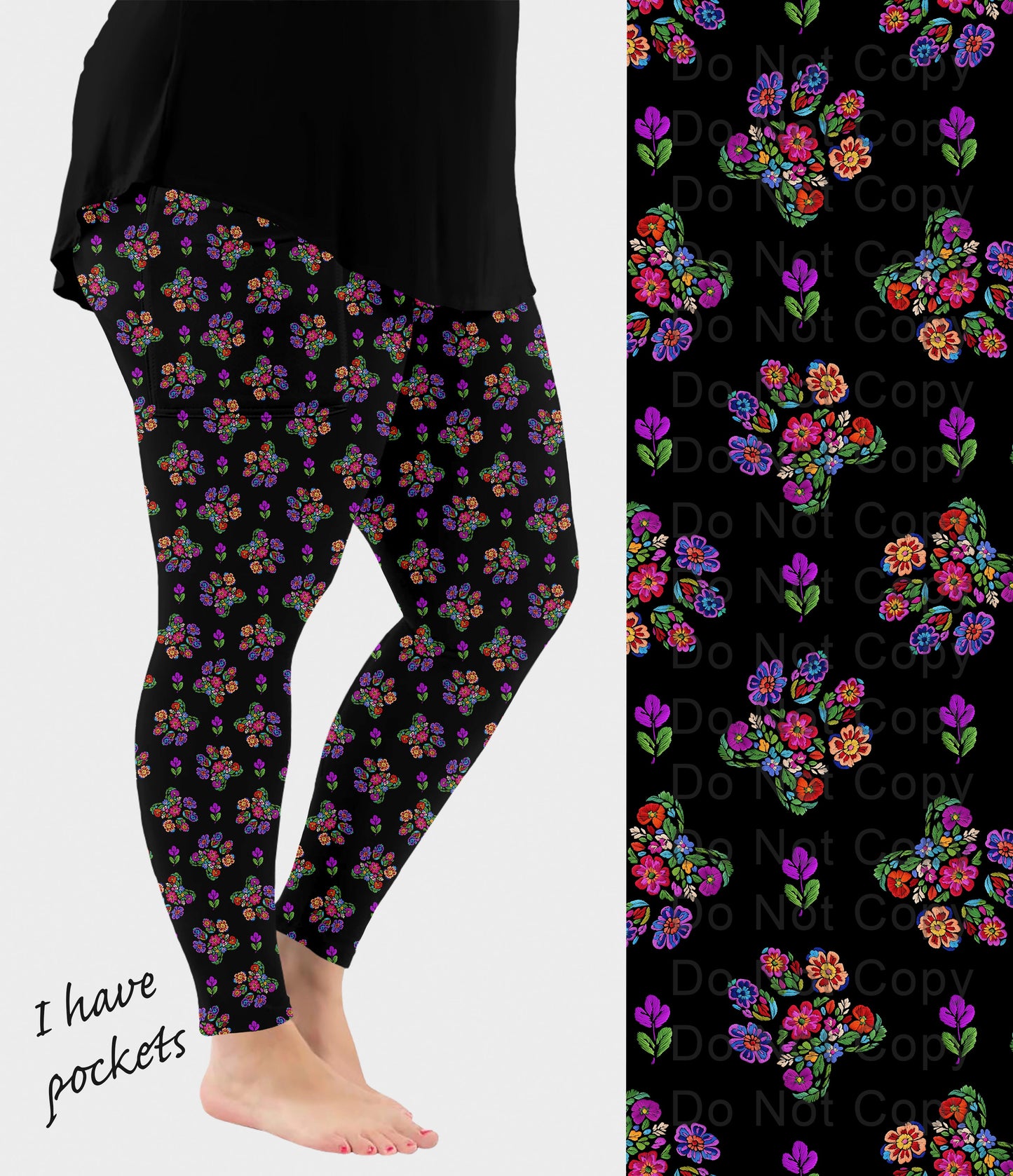 RTS - Embroidered Paws Leggings w/ Pockets