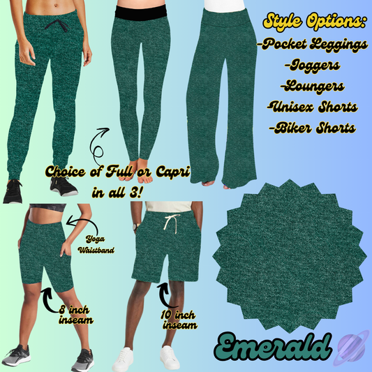 EMERALD - LEGGING/JOGGER/LOUNGER/SHORTS - COLOR DENIM RUN PREORDER CLOSING 1/22