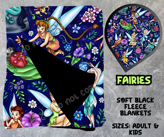 FAIRIES - SOFT BLACK FLEECE THROWS 8 - PREORDER CLOSING 2/21