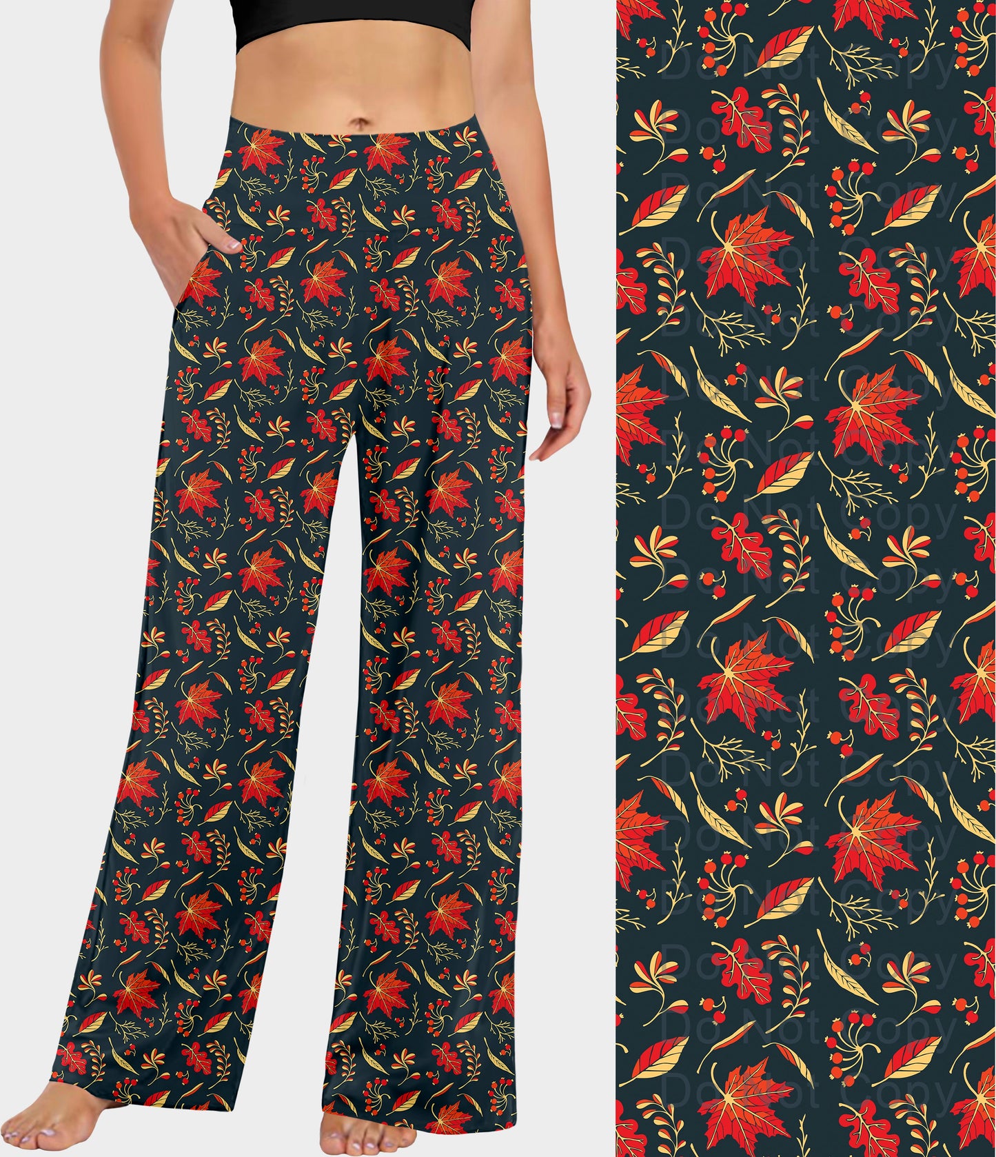 RTS - Falling Leaves on Navy Lounge Pants