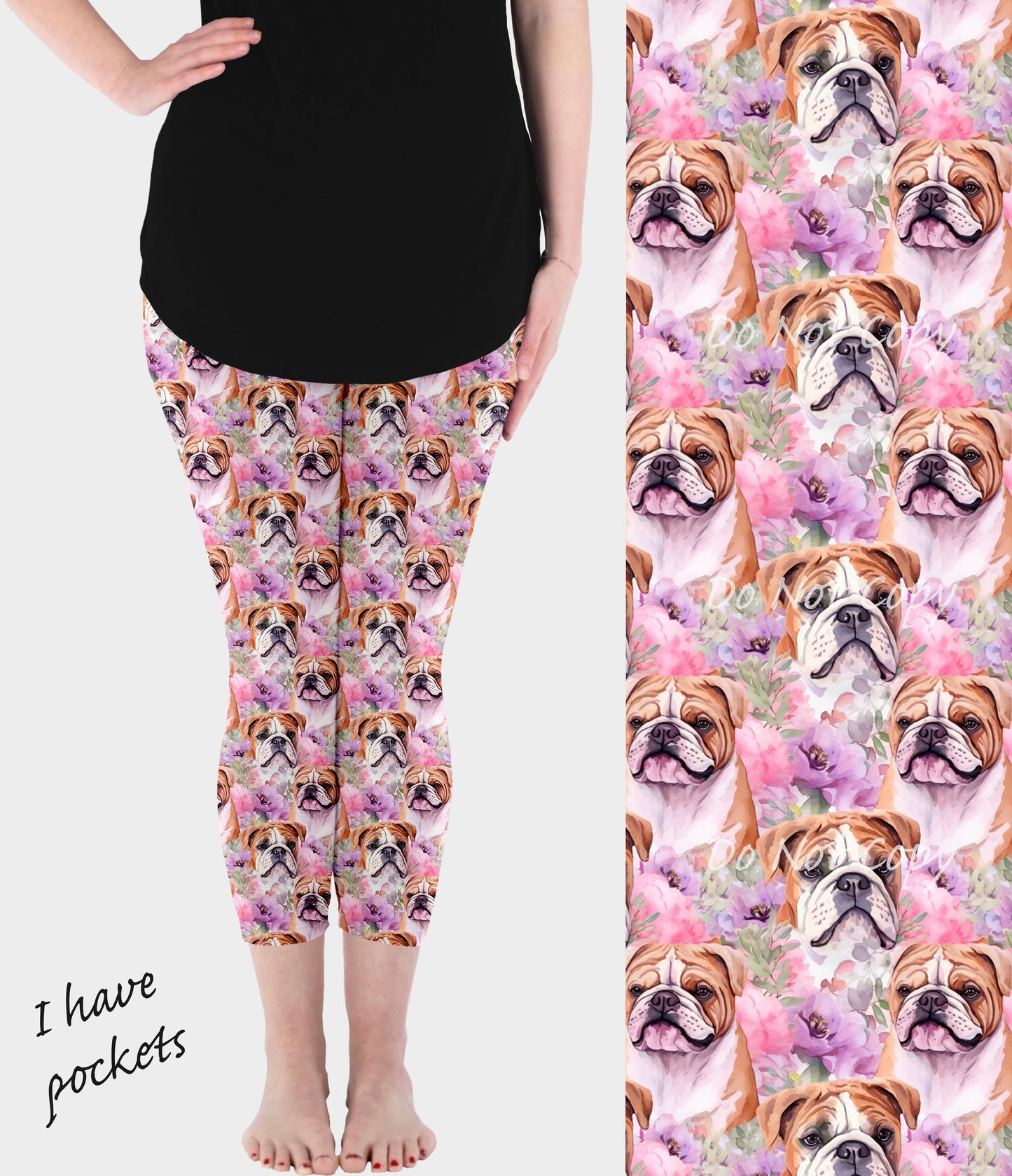 RTS - Floral Bulldog Capri Leggings w/ Pockets