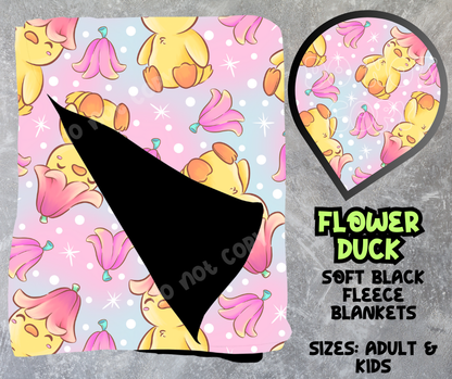 FLOWER DUCK - SOFT BLACK FLEECE THROWS 8 - PREORDER CLOSING 2/21