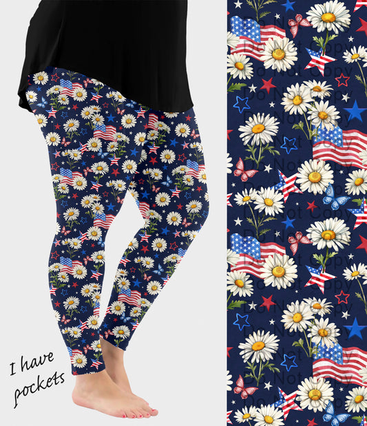 RTS - Freedom Daisy Leggings with Pockets