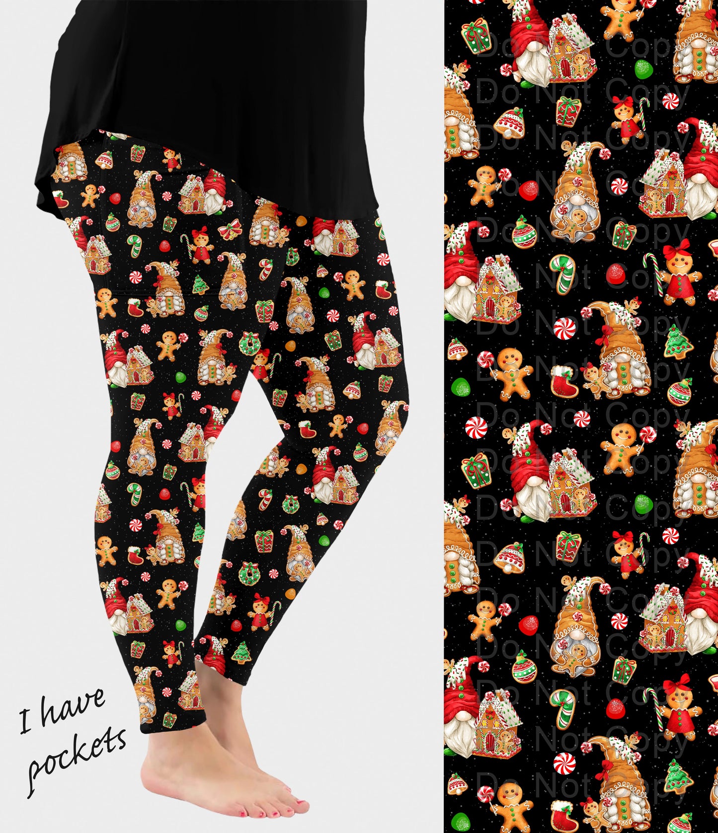 RTS - Gingerbread Gnomes Leggings w/ Pockets