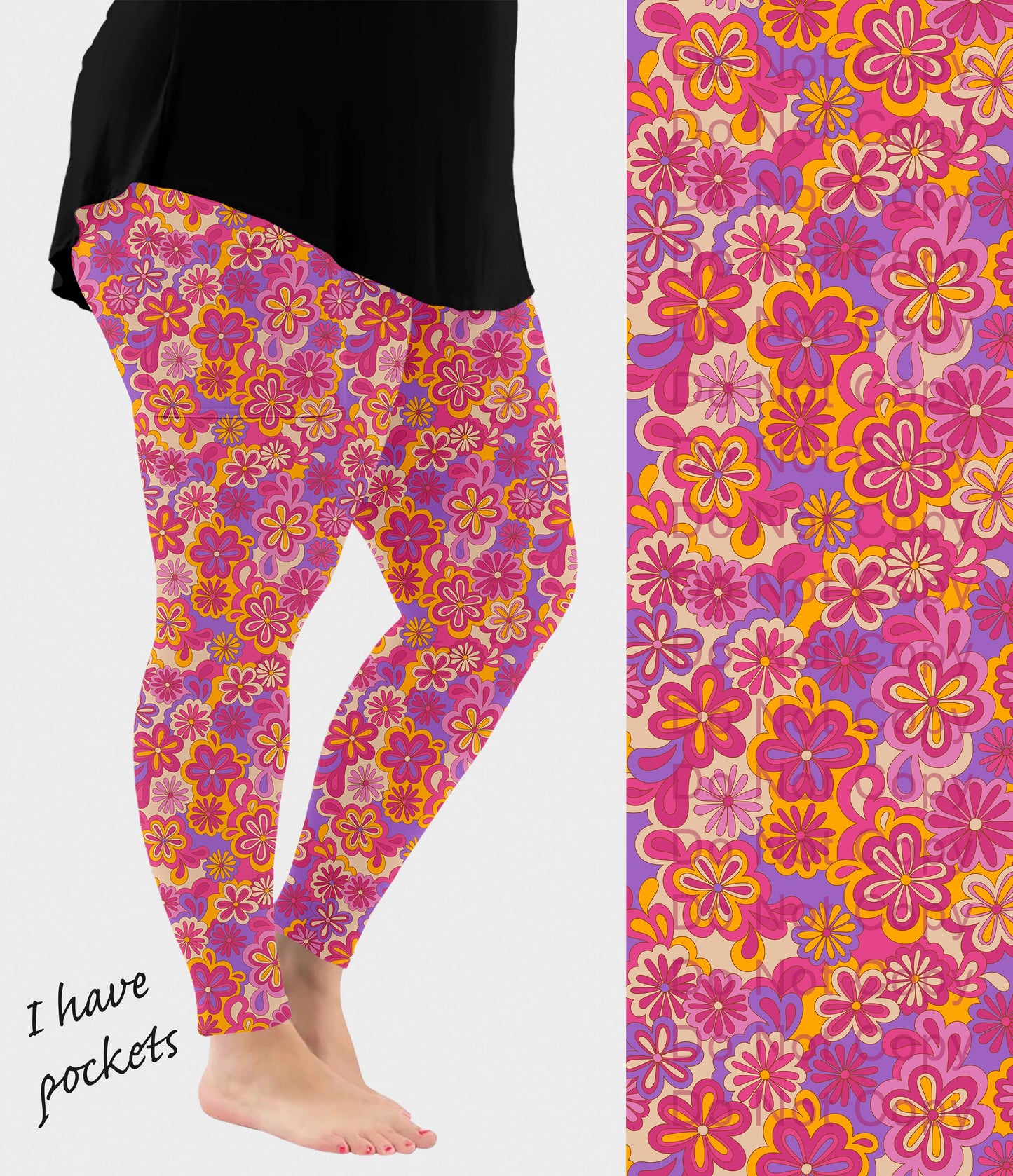 RTS - Groovy Floral Pop Leggings w/ Pockets