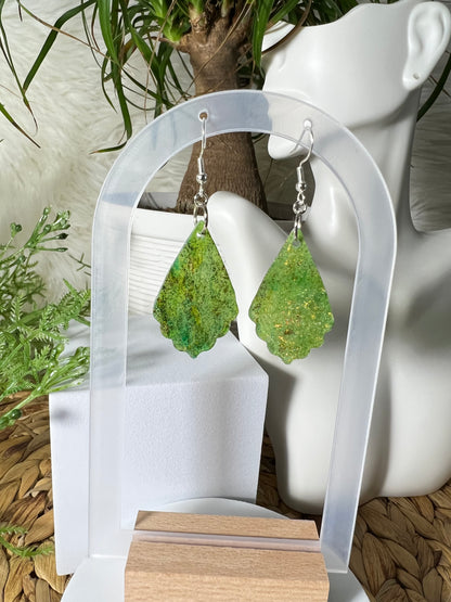 Green Stone Teardrop Hook Earrings