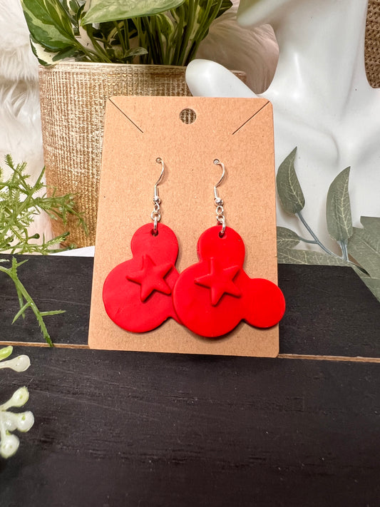 Red Star Mouse Hook Earrings