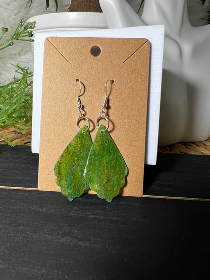 Green Stone Teardrop Hook Earrings