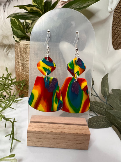 Rainbow Dangle (smudge) Hook Earrings