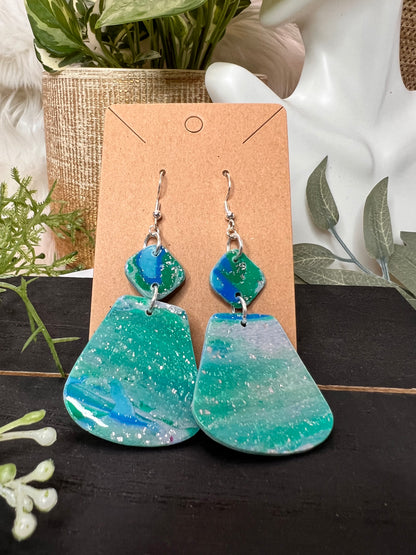 Peacock Dangle (smudge) Hook Earrings