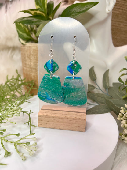 Peacock Dangle (smudge) Hook Earrings