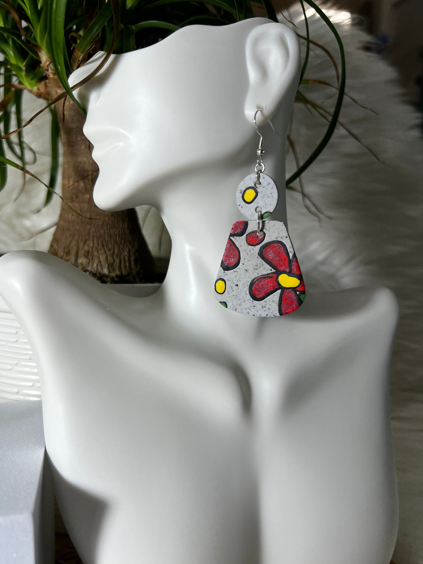 Cartoon Flowers (Flat) Hook Earrings