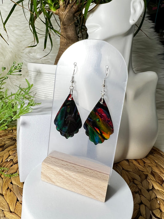 Reverse Tie Dye Tear Drop Hook Earrings