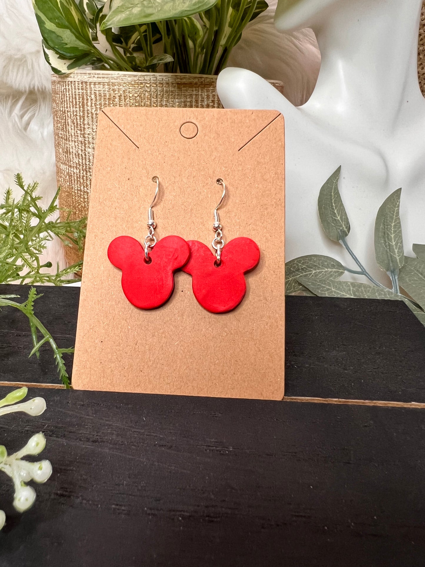Small Red Mouse Hook Earrings