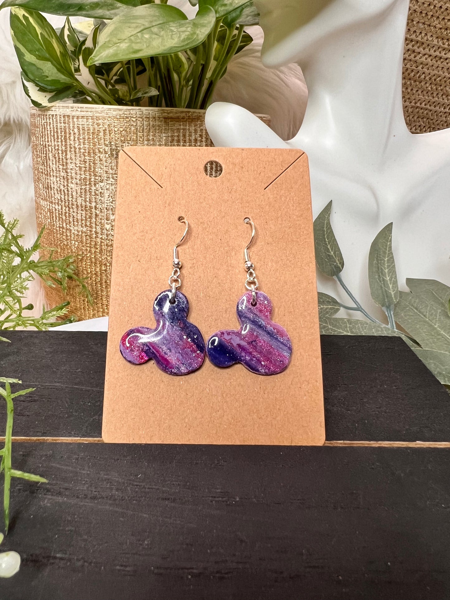 Small Purple Mouse Hook Earrings
