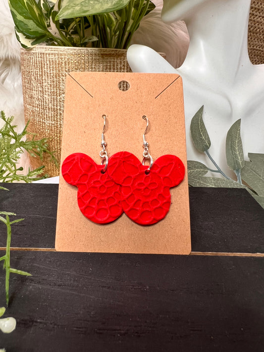 Red Lace Mouse Hook Earrings